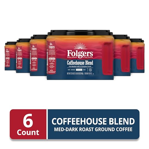 Folgers Coffeehouse Blend Ground Coffee Canisters - Pack of 6, 22.6 Oz