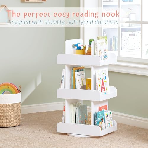 Kids Rotating Bookshelf Tower - Spinning Bookcase for Toddlers & Kids