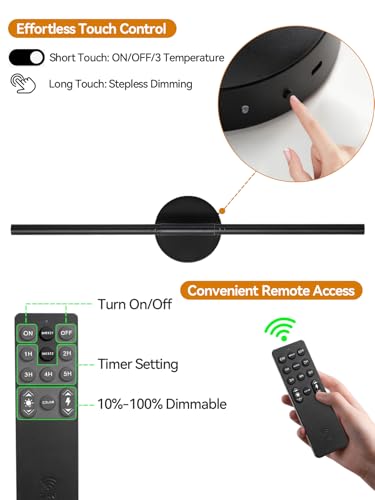 Easesonic Black 24-Inch Battery Operated Wall Sconce Set of 2 with Remote & Touch Control