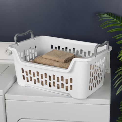 Sterilite 6-Pack Stacking Laundry Baskets - Plastic Clothes Hampers with Handles