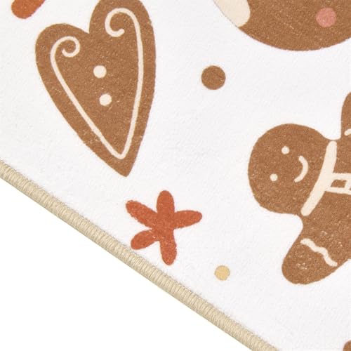 Aldopein White 4x6 Christmas Area Rug Vintage Farmhouse Gingerbread Candy Cane