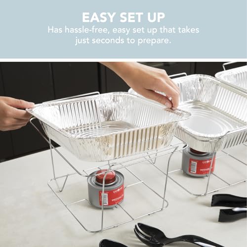 Complete Disposable Chafing Dish Buffet Set with Fuel Cans - 12 Pack