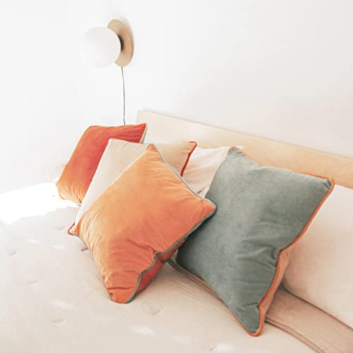 Decorative Velvet Throw Pillow Covers Set of 4 - 18x18 Inch, Orange/Teal/Yellow - Mix & Match Home Decor