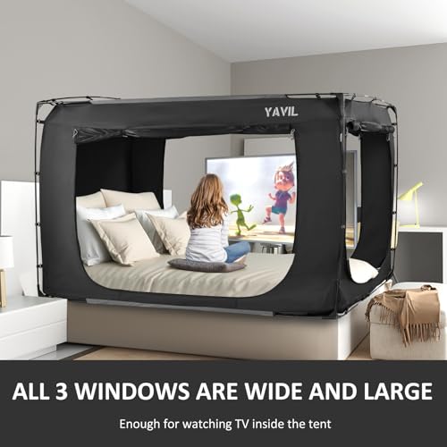 Twin Bed Tent Canopy for Kids & Adults - Indoor Privacy Sleep Tent, Blackout, Easy Install