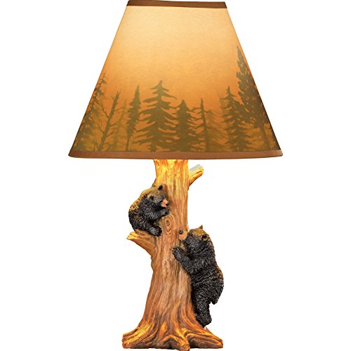 Rustic Climbing Bear Family Table Lamp - Northwoods Cabin Decor - 14.75"H