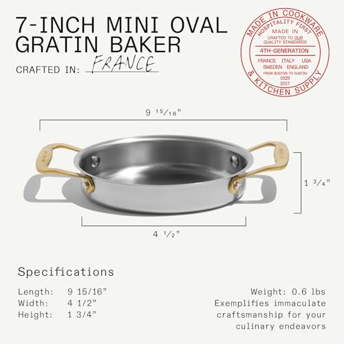Stainless Steel Oval Gratin Dish Set - Oven Safe Up to 750°F, 2-Piece