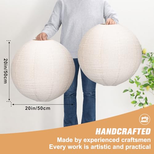 20-Inch Linen Pendant Light Shade Can Replace Paper Lantern for Indoor & Covered Outdoor Use