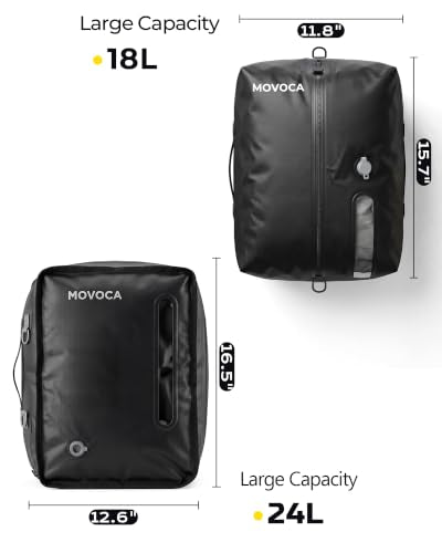 MOVOCA 3 Pack Travel Vacuum Bags with Pump (18L+24L) Space-Saving Compression Set