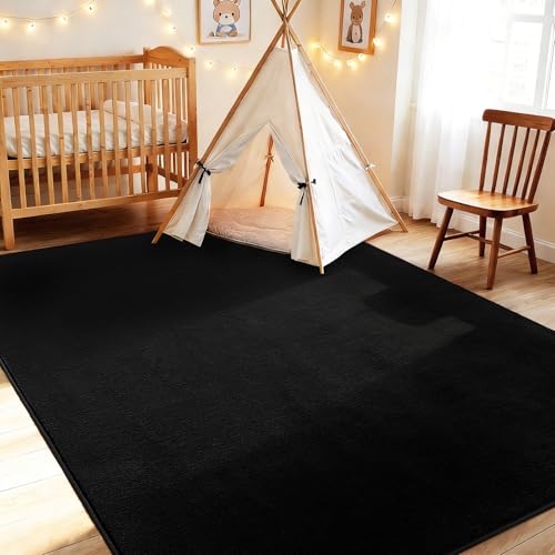Black 4x6 Modern Memory Foam Area Rug for Living Room & Bedroom - Vasofe