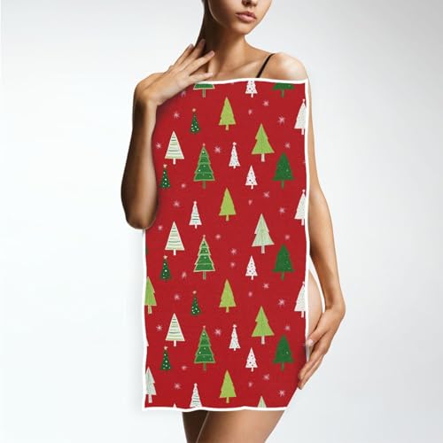 Christmas Tree Hand Towels - Ultra Soft Red Kitchen & Bathroom Towels, 16x30 in - Holiday Decor