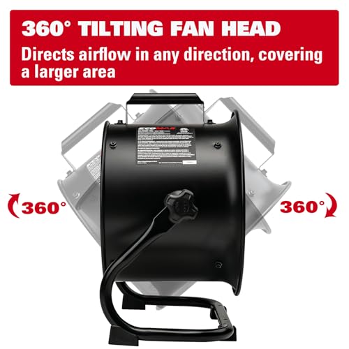 ECOMAX 10 Inch High Velocity Industrial Drum Fan - Ultra-Quiet, Adjustable Speed