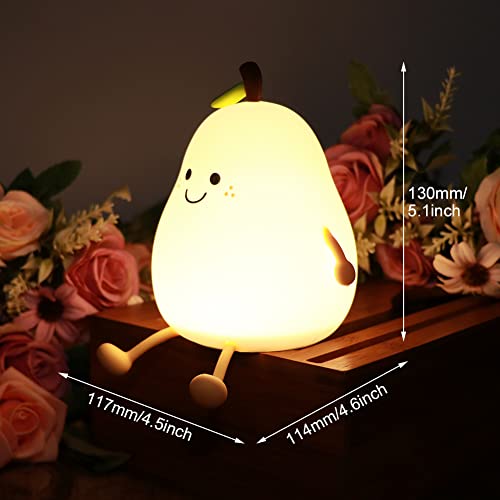 Cute Pear USB Rechargeable Nursery Lamp - Multicolor Night Light for Kids' Bedroom Gift