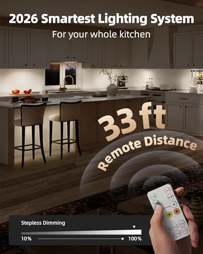10 Inch Under Cabinet Lighting 3-Pack with Remote, Rechargeable Motion Sensor, Dimmable, Timer, 3 Color Temps