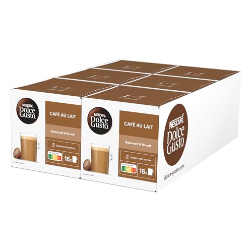 Nescafé Dolce Gusto Café au Lait Coffee Capsules - Pack of 6, 16 Count