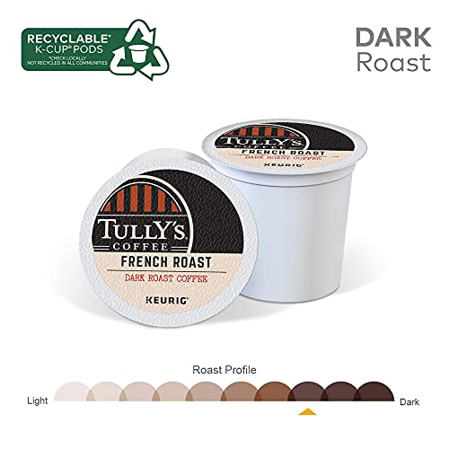 Tully's French Roast Coffee Pods - 12 Count Pack of 6, Dark Roast, Keurig K-Cup