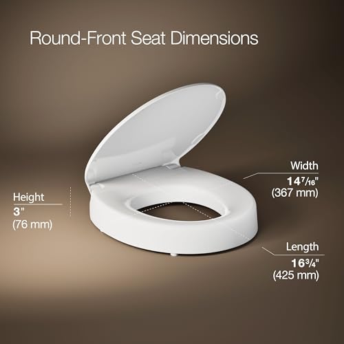 Kohler Hyten Elevated Round Toilet Seat White 3-inch Height Soft Close