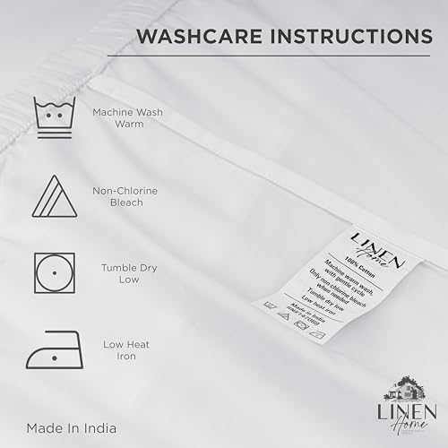 Linen Home 100% Cotton Percale King Size Fitted Sheet only, White