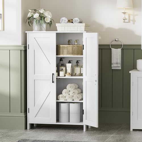 Homleke 43.3" H Farmhouse Bathroom Storage Cabinet with Adjustable Shelves