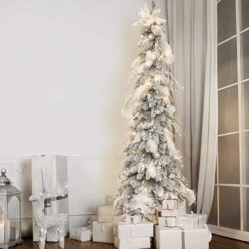 KI Store Clear Sugared Glass Christmas Tree Ornaments Set of 8 Balls