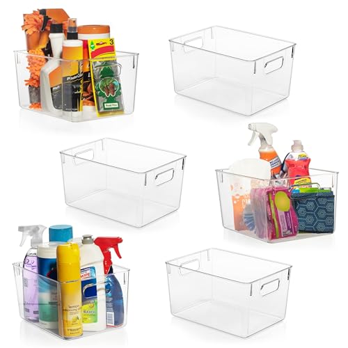 ClearSpace Plastic Storage Bins - 6 Pack Pantry & Cabinet Organizer