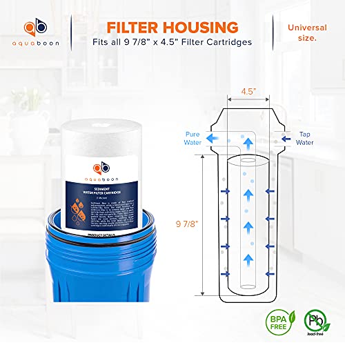 Aquaboon 10x4.5 Micron Whole House Sediment Water Filter - 4-Pack, Variation 4