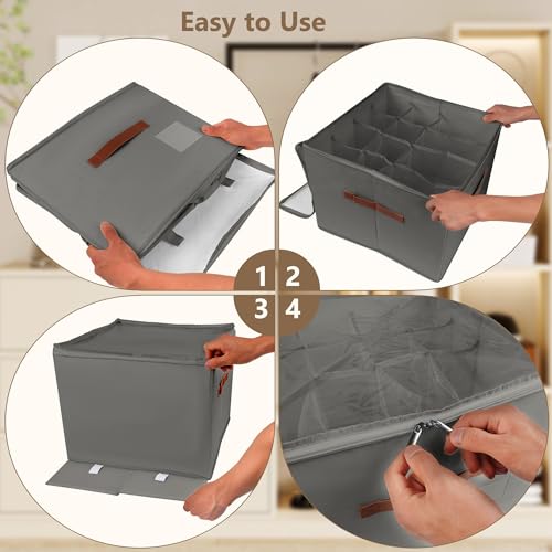 Vincona Large Grey Foldable Shoe Organizer 16-Compartment Closet Storage Bin
