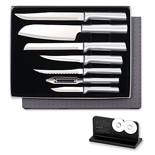 RADA Silver Cutlery Starter Gift Set with Sharpener - 7 Pieces, USA Made
