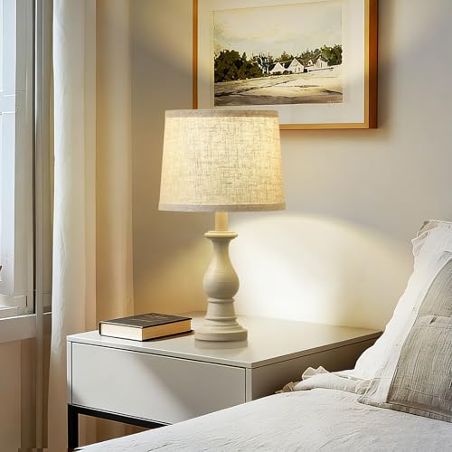 Antique White Set of 2 Vintage Bedside Table Lamps 18.5" for Bedroom & Living Room