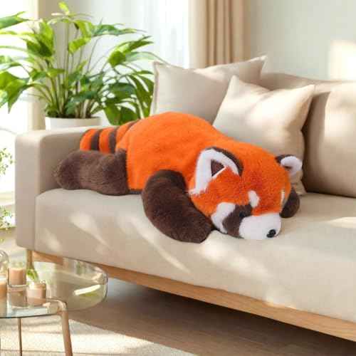 Red Panda Plush Stuffed Animal - Sleeping Plush Toy Pillow, Cute Hugging Plushie, Room Decor, Christmas Birthday Gifts for Kids Girls Boys (11.8in)