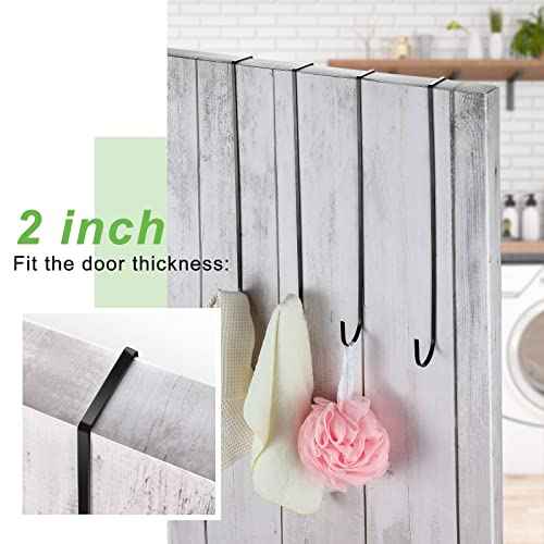 Hotop 15 Inch Wreath Hangers for Front Door Wreath Doors Hangers Steel Material Clothes Towel Hooks Holder Over The Door Hanger Hooks 2 Pcs for Christmas Halloween Front Decorations(Black)