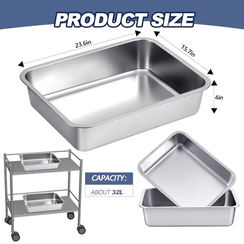 4 Pack 32L Stainless Steel Commercial Bus Tubs - Heavy Duty Food & Dishwashing