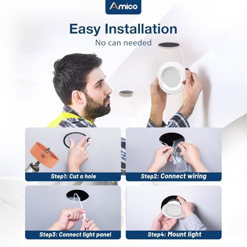 6 Pack 2 Inch Dimmable LED Recessed Ceiling Lights with 5 CCT Slim Canless Design