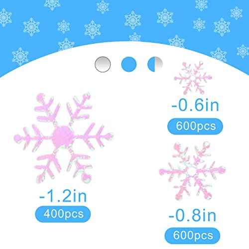 FOIMAS 1600pcs Christmas Snowflake Confetti,Iridescent Snowflake Table Scatter Glitter for Winter Wonderland Party Home Decoration (WHITE)