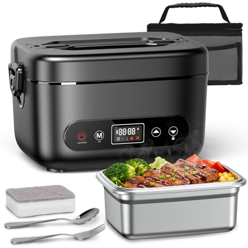 Cordless Electric Lunch Box with 24000mAh Battery, 5.5 Cup Stainless Steel Food Warmer