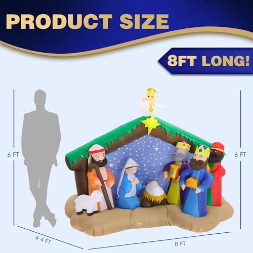 ZPISF 8 FT Christmas Inflatable Nativity Scene Outdoor Decor - Garden Yard Xmas