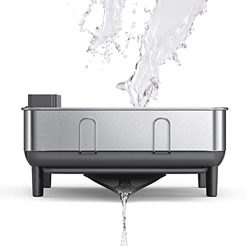 Gray Compact Steel Dish Rack for Small Kitchens - 15 x 15.5 x 7.5 Inches