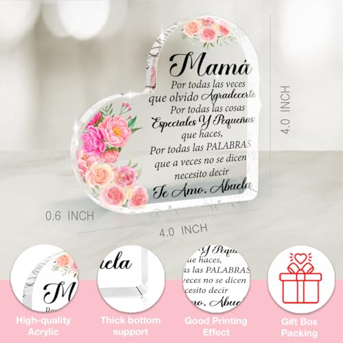 Acrylic Heart Sign Paperweight Gift for Mom - Friends & Family Mother's Day Spanish Gift
