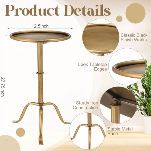 Small Metal Martini Table - Bronze Finish, 12.5x12.5x27.75 Inches, Compact Side Table - Bronze / 1