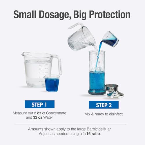 BARBICIDE Disinfectant Starter Kit with 37 Oz Jar & 64 Fl Oz Concentrate – Salon & Barber Tool Sanitizing