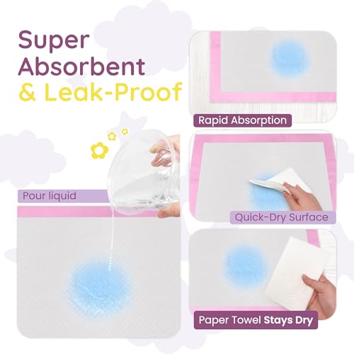Disposable Baby Changing Pads Pack - Soft Leak-Proof 220 Count, Portable