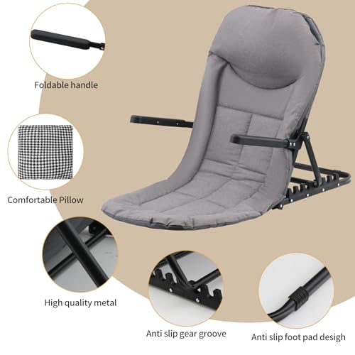 Adjustable Bed Backrest with Armrests - 7-Level Folding Support Cushion
