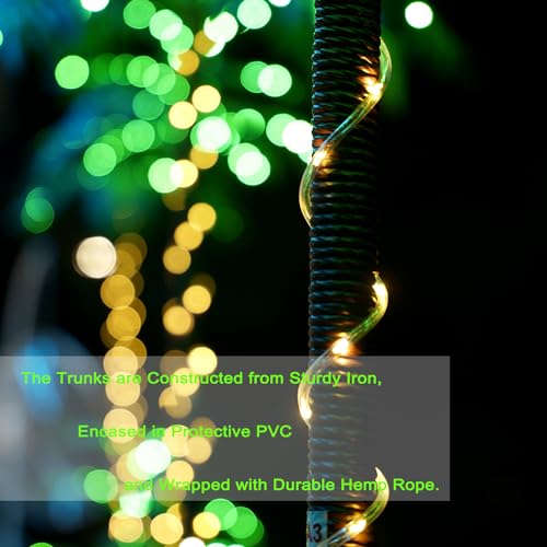 SOSHOT 7FT Lighted Artificial Palm Tree with Three Trunks - Electric Version for Indoor & Outdoor Decor