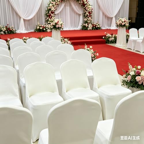 Stretch Waterproof Folding Chair Covers - Ivory, Pack of 10