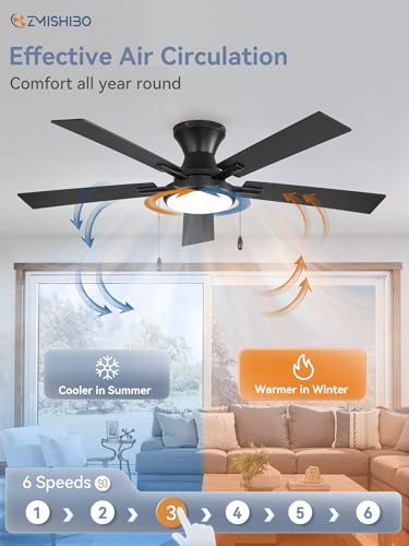 52 Inch Black Ceiling Fan with Lights, Remote & Pull Chain, Reversible & Dimmable