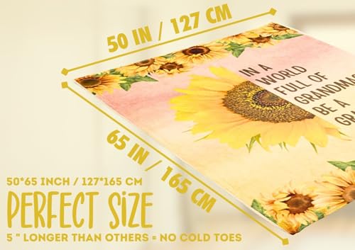 Huglanket Grammie Gifts Sunflower 50" x 65" Flannel Throw Blanket for Grandmothers