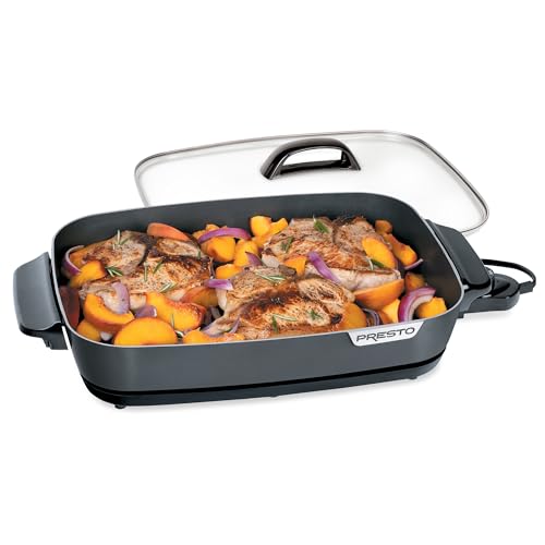 16-Inch Electric Skillet with Glass Cover, Nonstick, Adjustable Temperature
