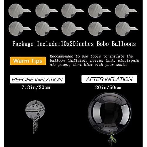 20 Inch Bobo Balloons Bubble Balloons, 10 Pcs Clear Bobo Balloon, Large Transparent Bubble Balloon for Christmas Wedding Birthday Party Decoration