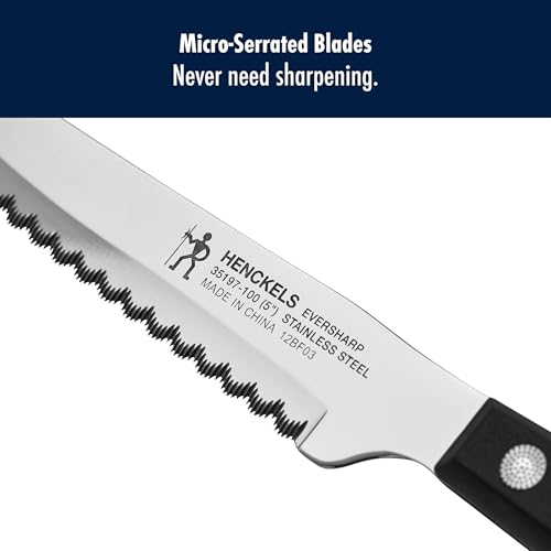 Henckels 8-Piece Razor-Sharp Steak Knife Set with Black Handles, 4.5 Inch