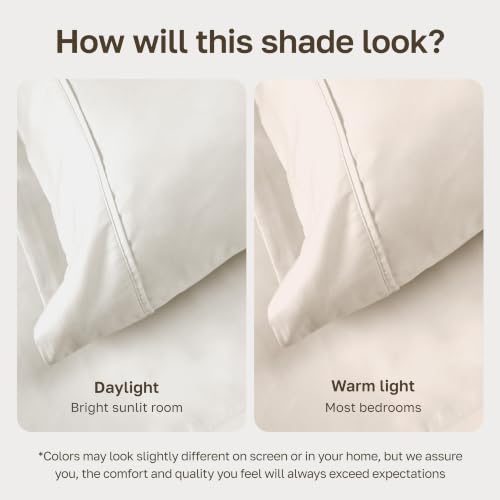 Ivory King Bed Sheet Set - 100% Cotton Sateen, 4-Piece, Deep Pockets