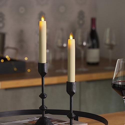 Luminara Flameless Real Flame 0.87x6.75 Inch Ivory Taper Candles, 2